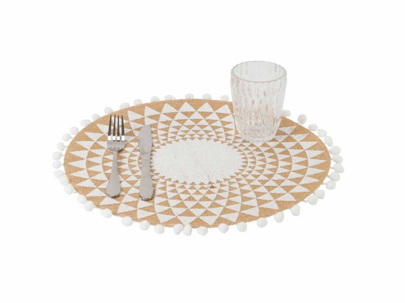 Villa D'Este Home Tivoli Set 6 Tovagliette pon pon White