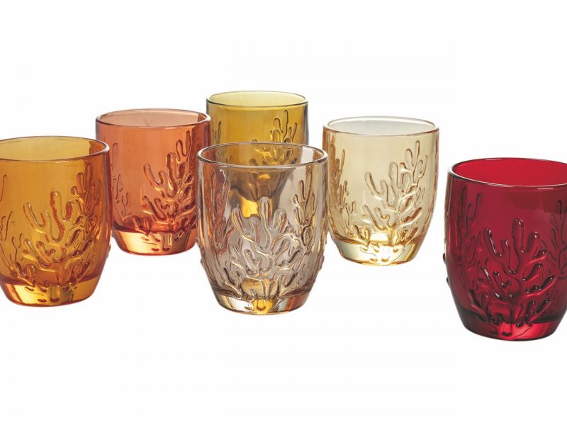 Villa D'Este Home Tivoli Set bicchieri Coral Shades of Amber 6 pezzi 340 ml in vetro