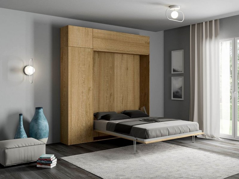 Itamoby Letto matrimoniale a scomparsa 160 verticale Kentaro con colonna e pensili