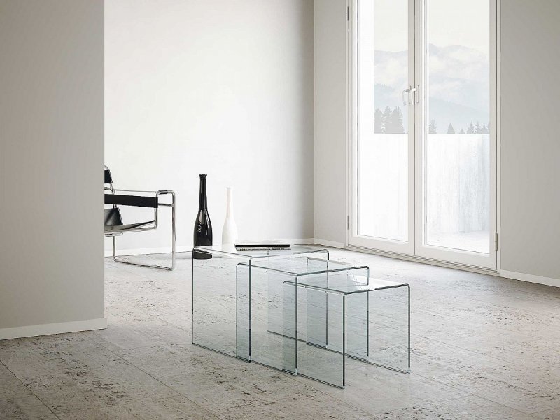 Oo-Home Selection Set tavolini Nesh 3 pezzi in vetro
