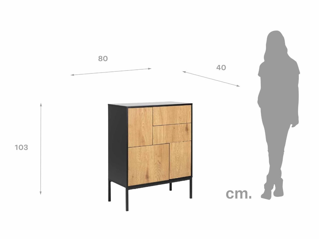 Credenza Saria 3 ante e 2 cassetti -1