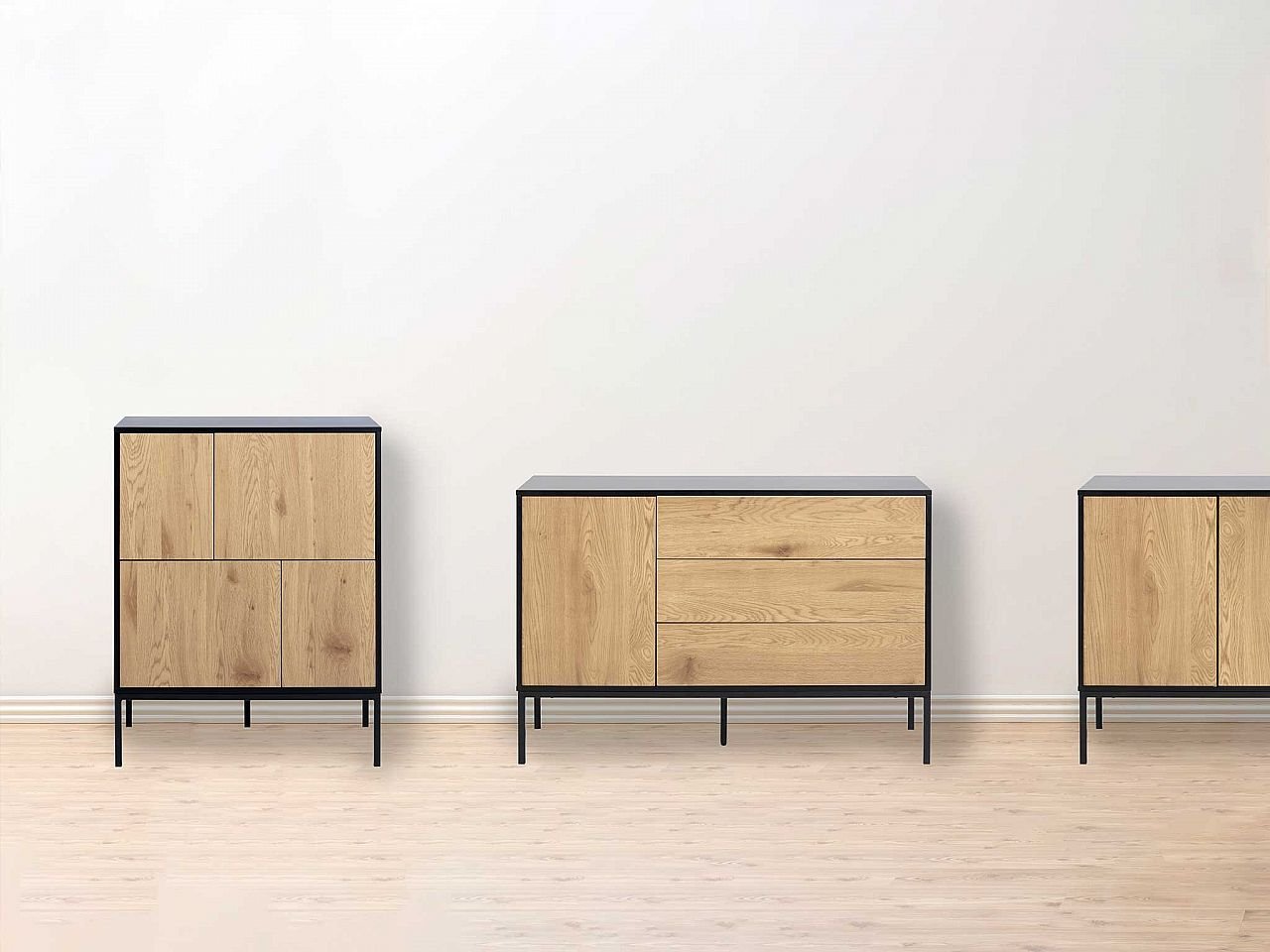 Credenza Saria 1 anta e 3 cassetti -1