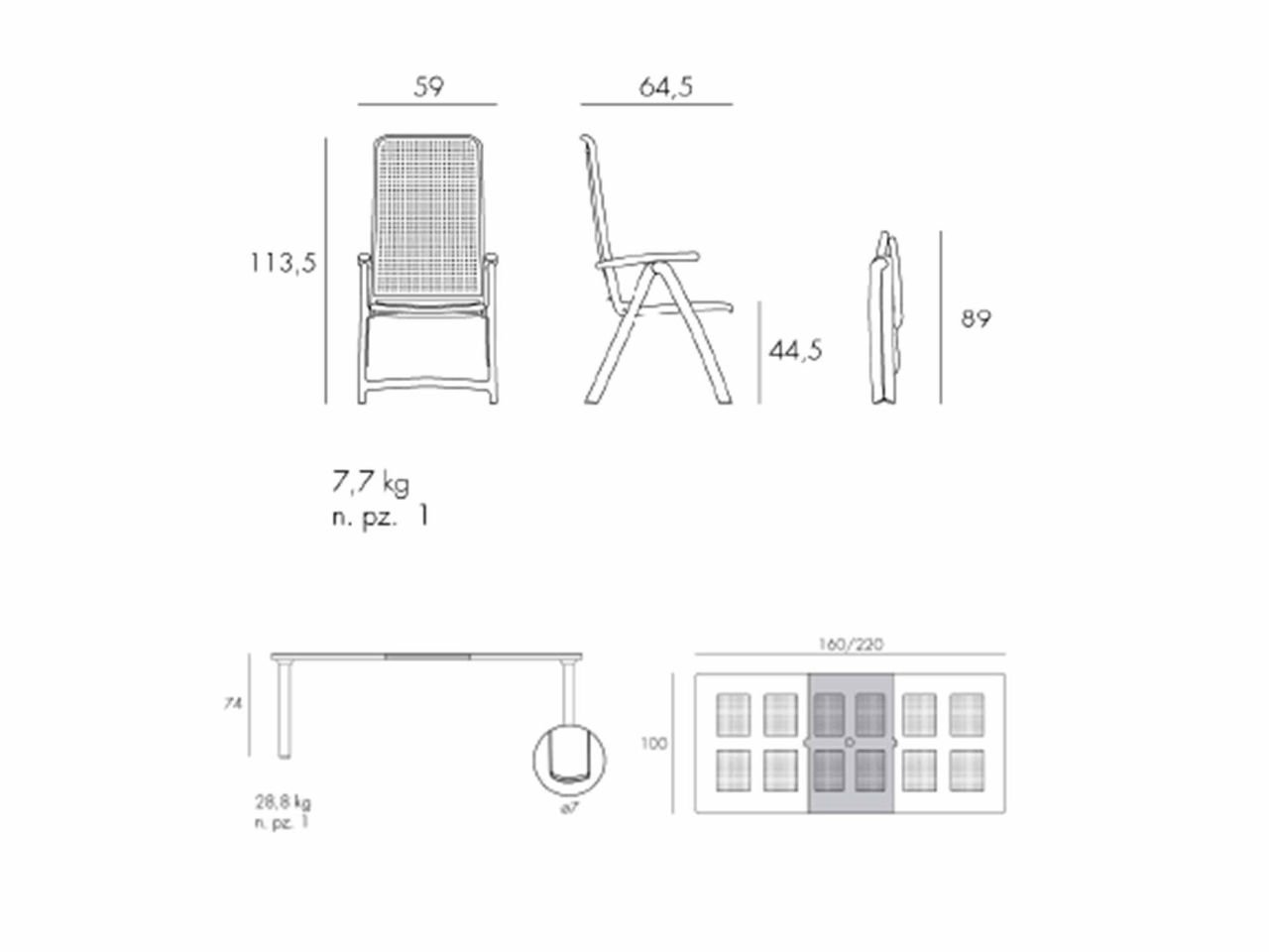 Set tavolo Libeccio 160/220 con 6 poltrone Darsena - 1