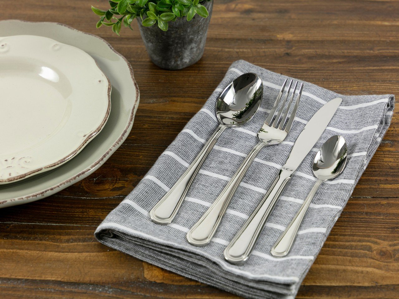 Set posate Antique 24 pezzi in acciaio silver lucido -1