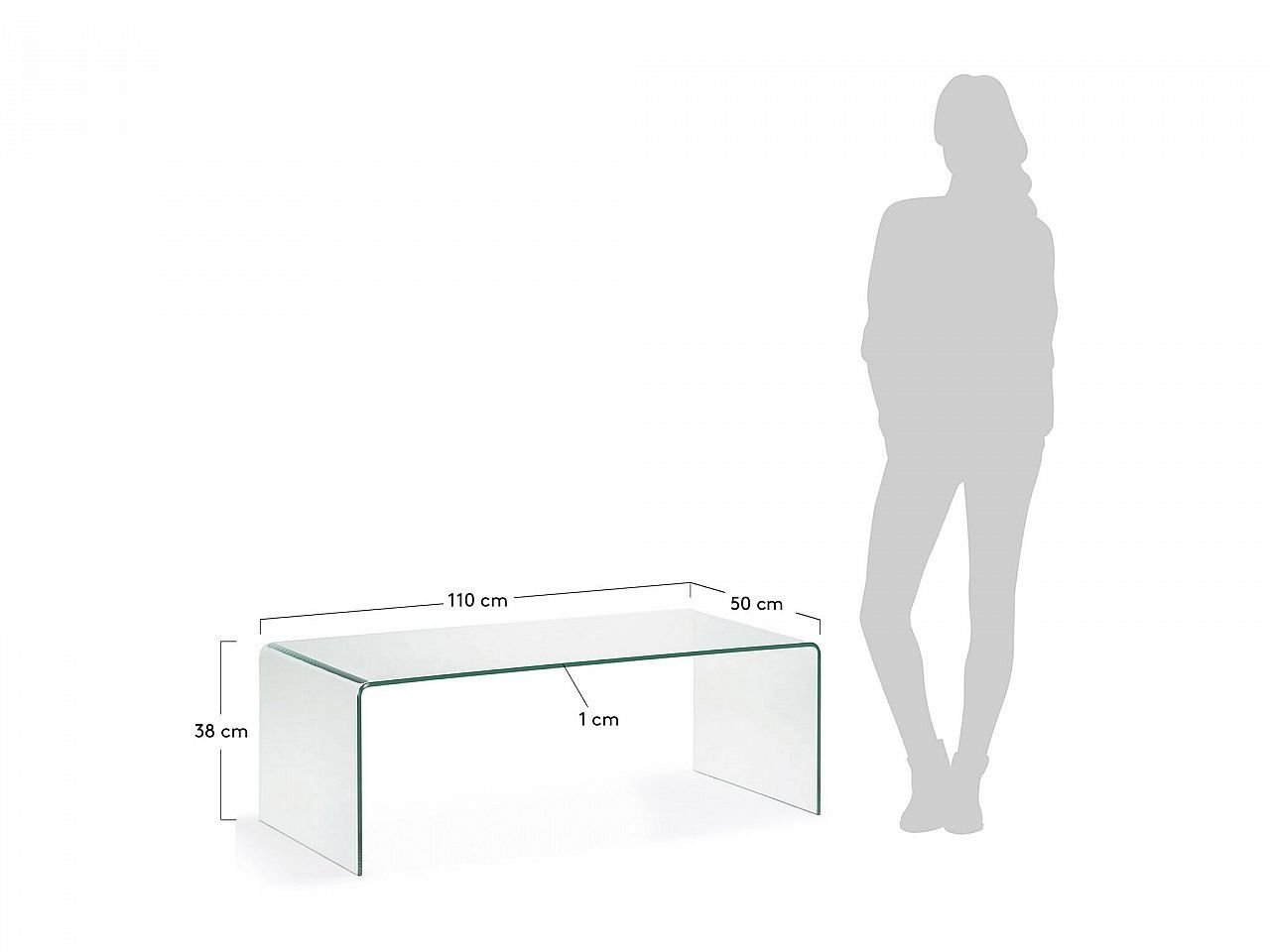 Tavolino Barbarigo 110x38 vetro trasparente - 1