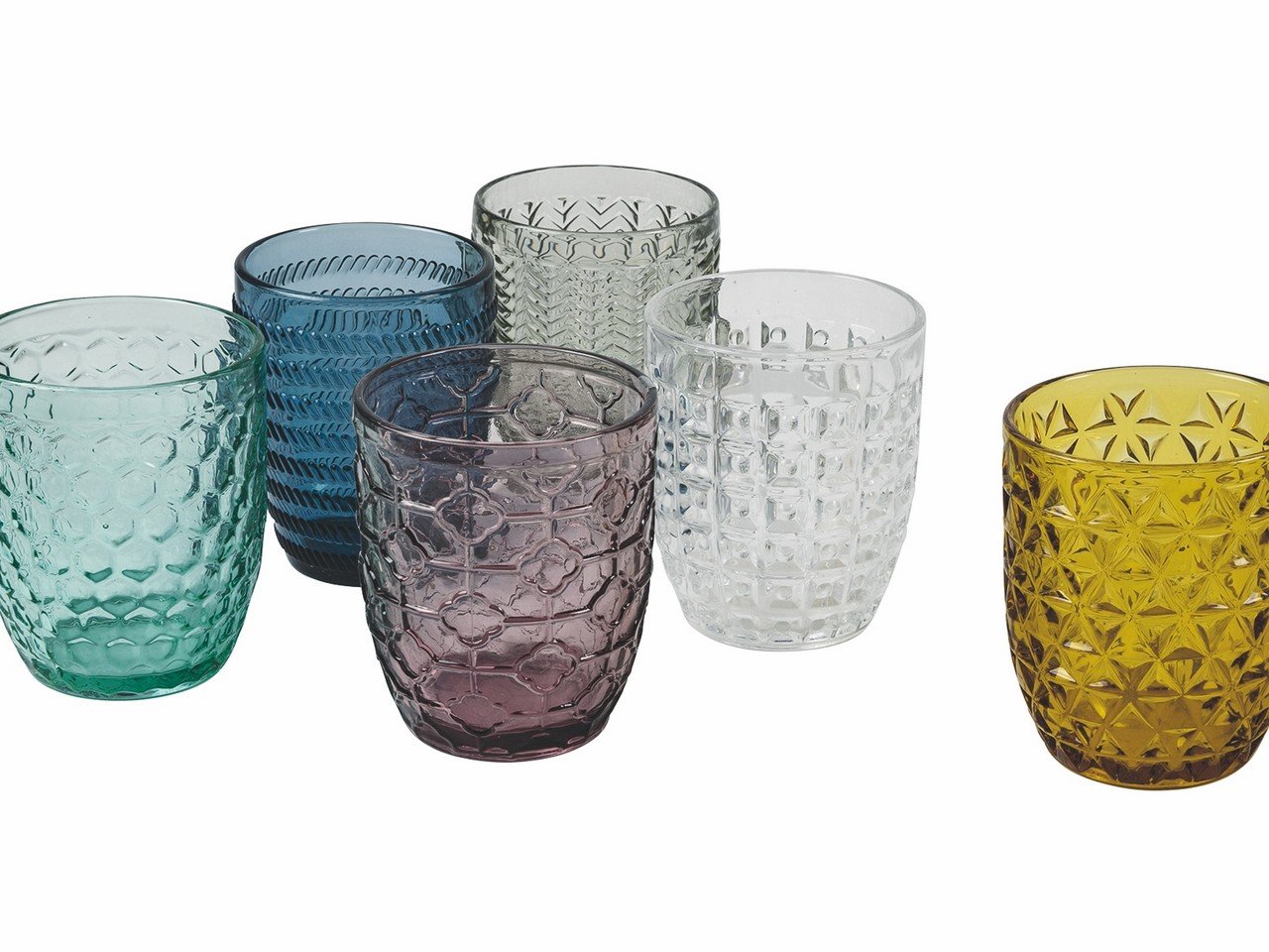 Set bicchieri Geometrie 6 pezzi in vetro colorato con lavorazion -2
