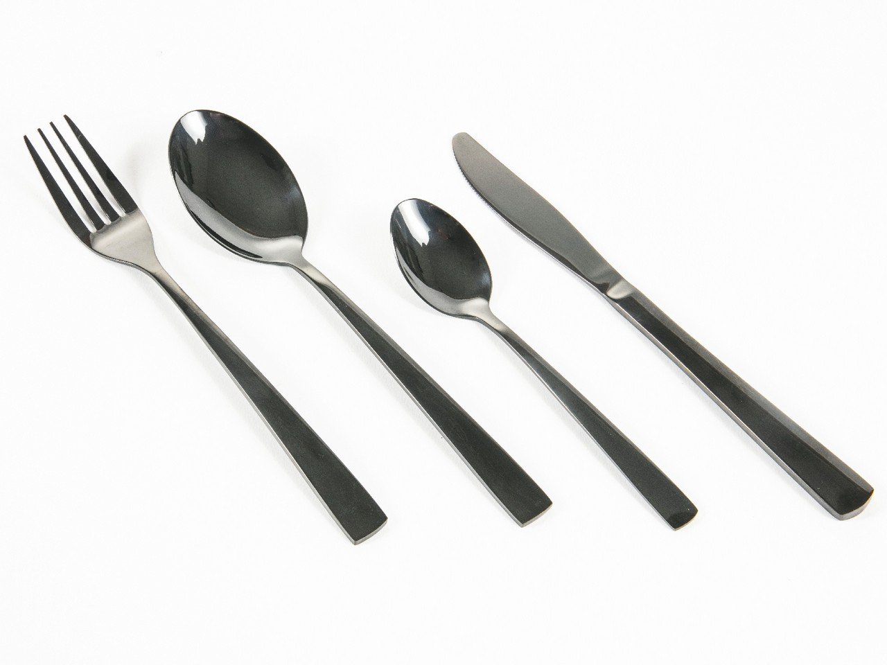 LITZEESet Di Posate/Posate Nere, 30 Pezzi In Acciaio Inox Coltello  Forchetta Cucchiaio Set Per 6 Persone (Nero, 6 Set)