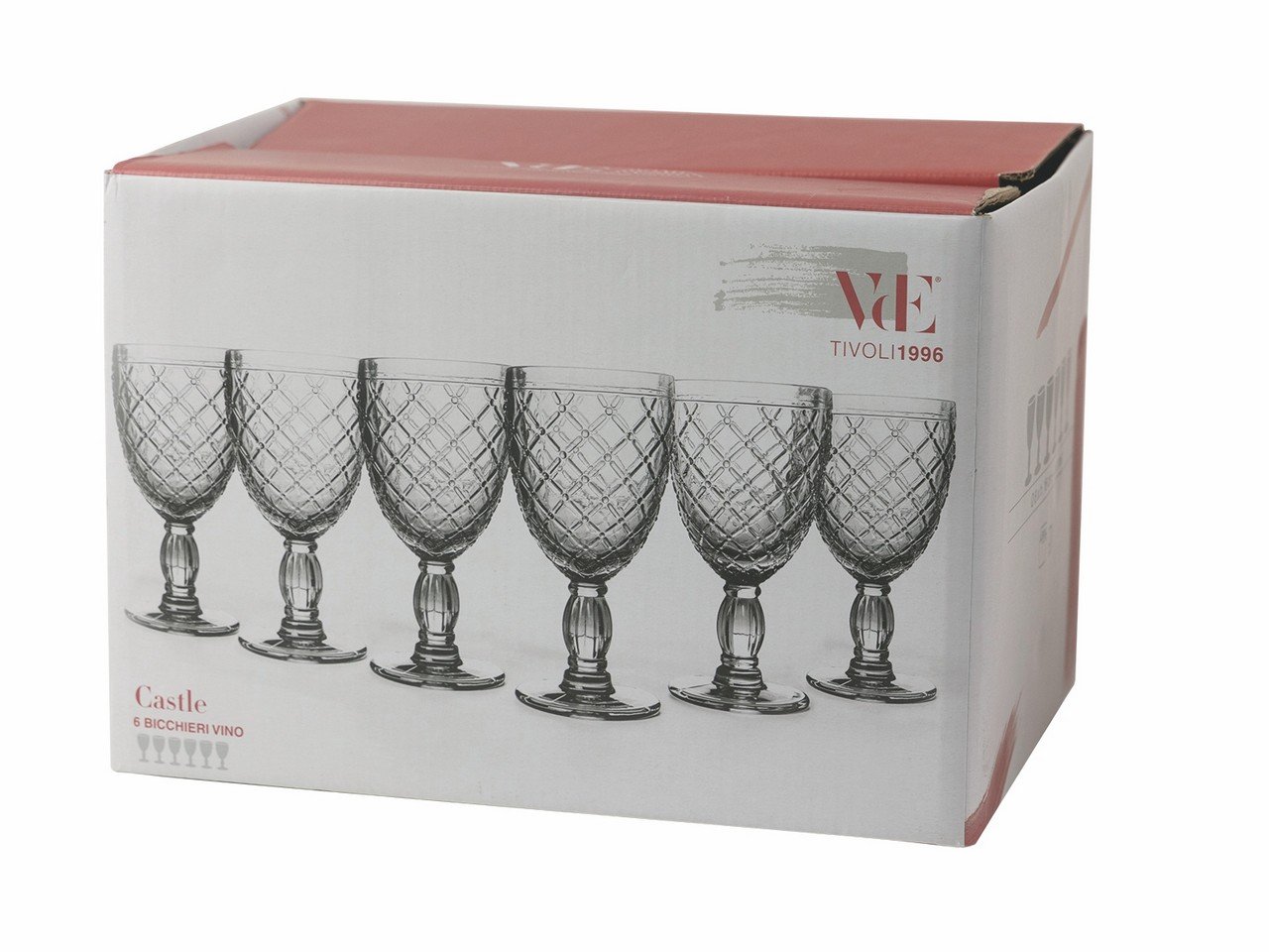 Set bicchieri Castle 6 pezzi 280 ml in vetro trasparente -1