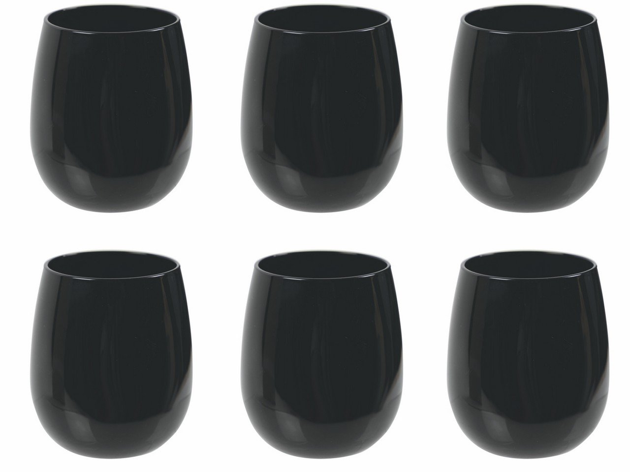 Set bicchieri Happy Hour Shiny Black 6 pezzi 370 ml in vetro -3