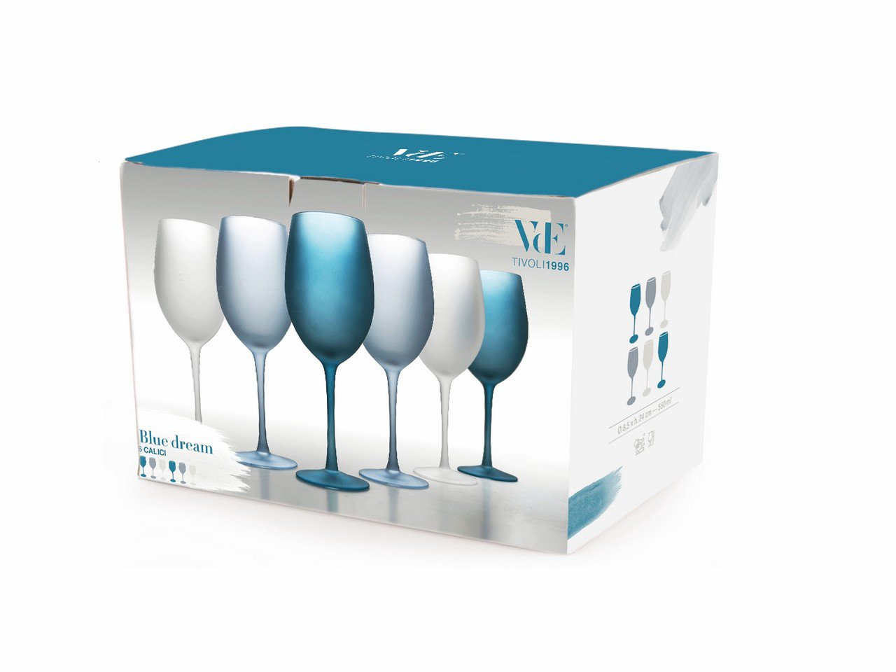 Set calici Shades of Blue Dream 6 pezzi frosted 550 ml in vetro -1