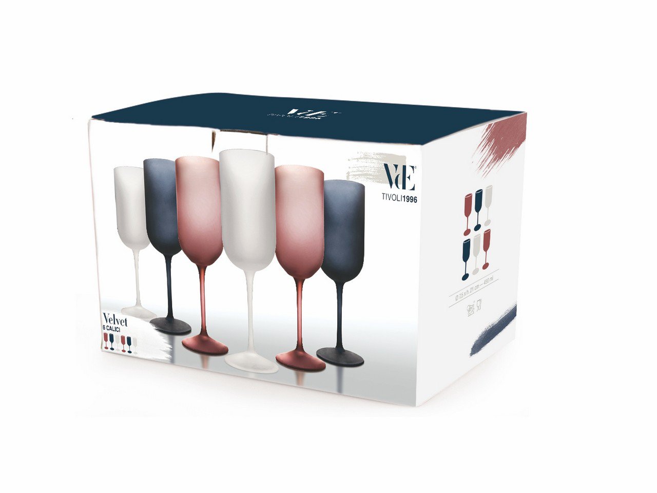 Set bicchieri Velvet 6 pezzi frosted 350 ml in vetro -2