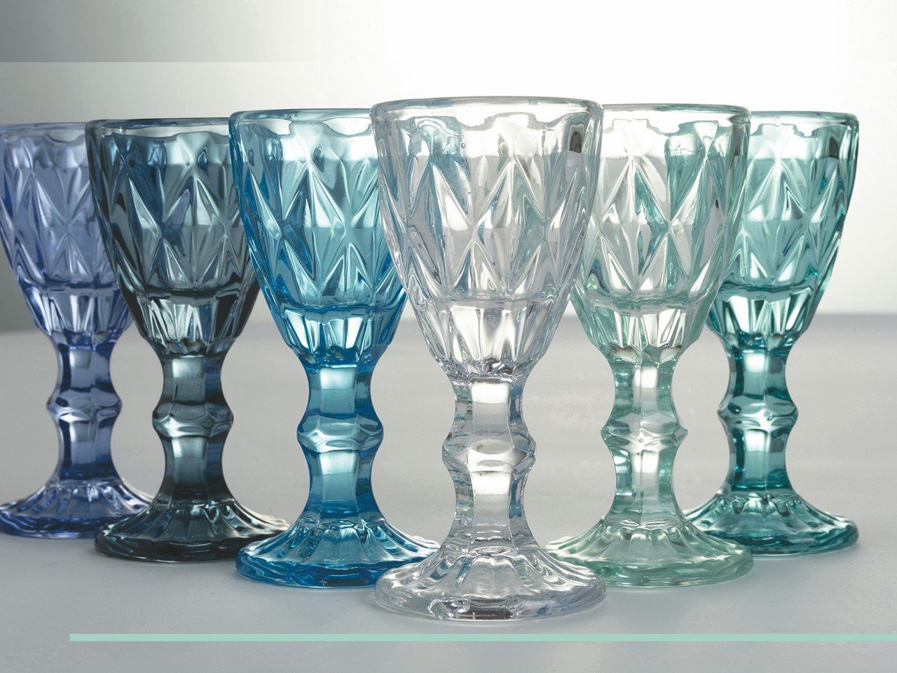 Set liquorini Prisma Shades of Blue 6 pezzi 45 ml in vetro -4