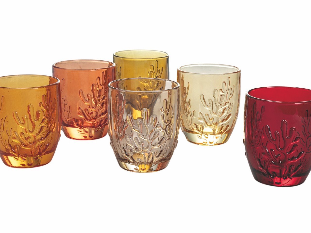 Set bicchieri Coral Shades of Amber 6 pezzi 340 ml in vetro