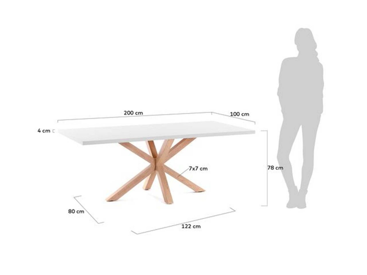 Tavolo Asterisco 200 legno piano melammina bianco - 1