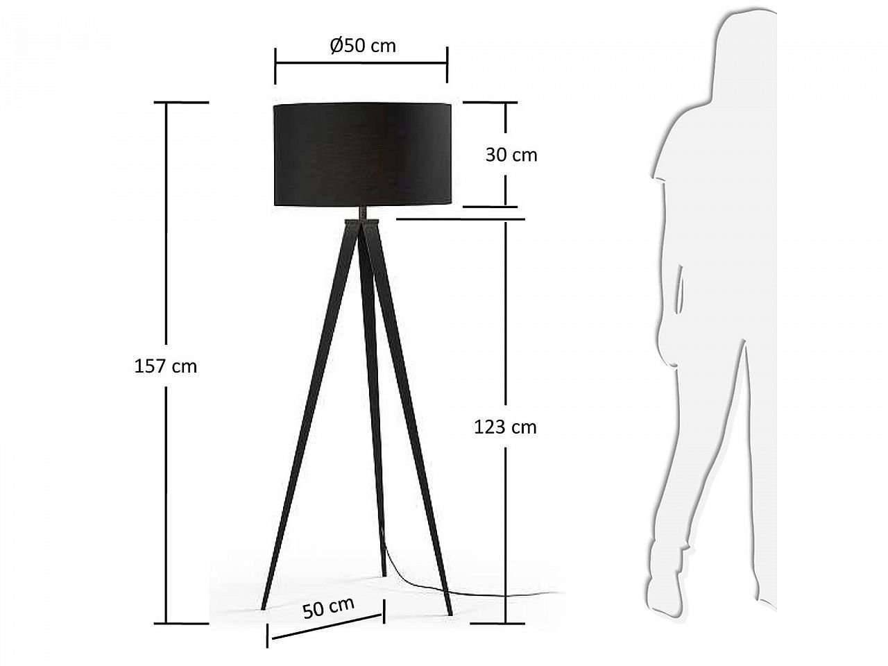 Lampada da terra Unelma metallo e tessuto nero -1