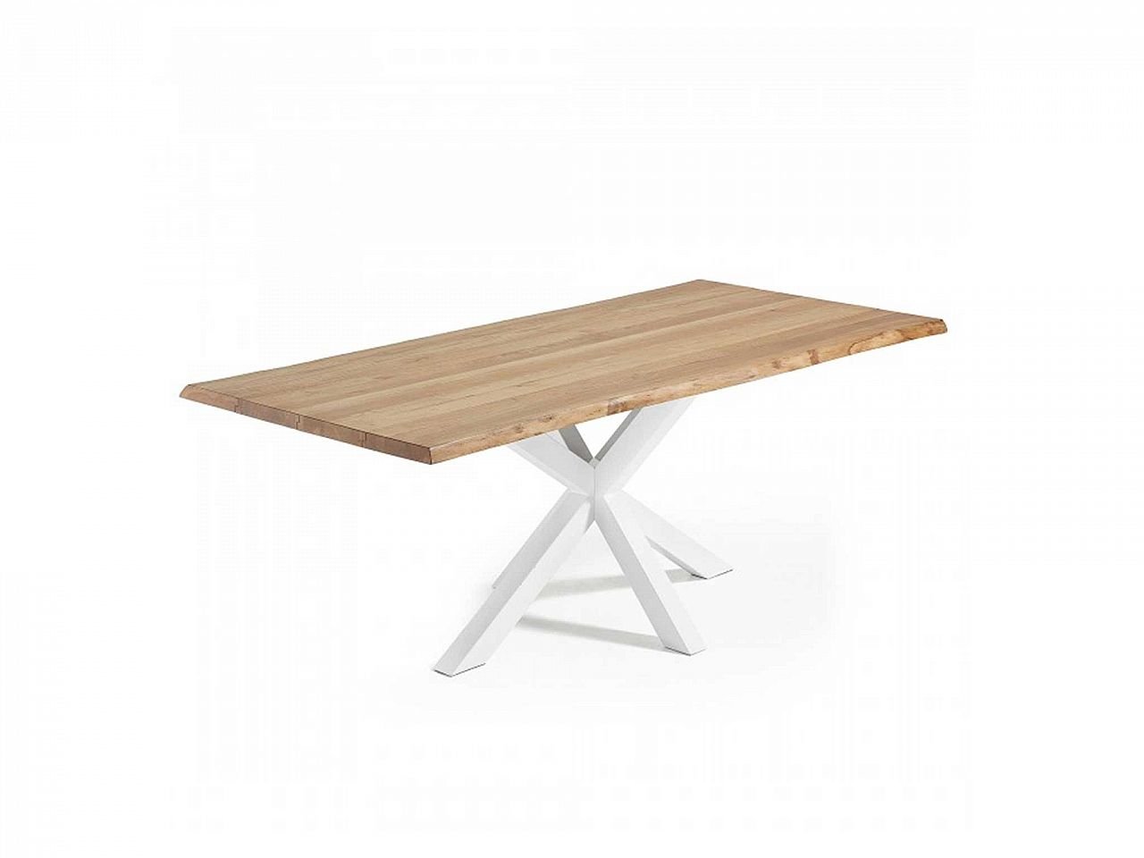 Tavolo Asterisco 200 bianco e piano legno -5