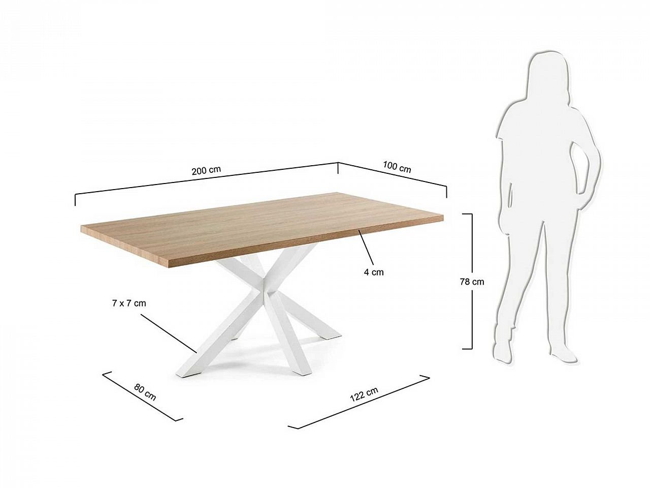 Tavolo Asterisco 200 bianco e piano legno -1