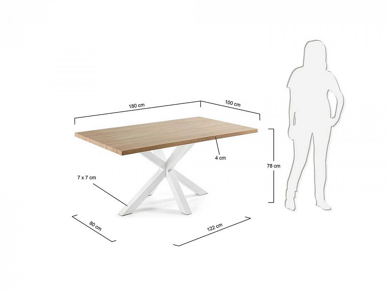 Tavolo Asterisco 180 bianco e piano legno -1