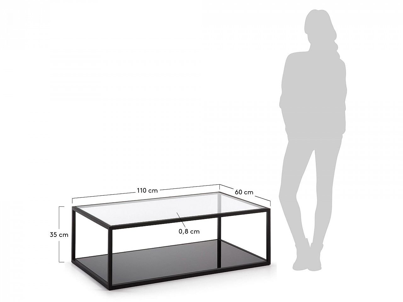 Tavolino Gringo 110x60 metallo e vetro -1