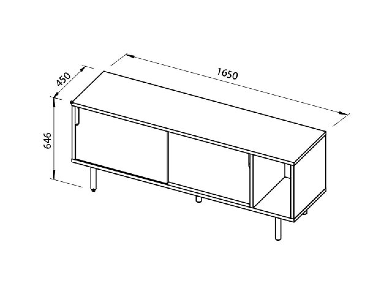 Credenza Dann 165 gambe in legno - 2