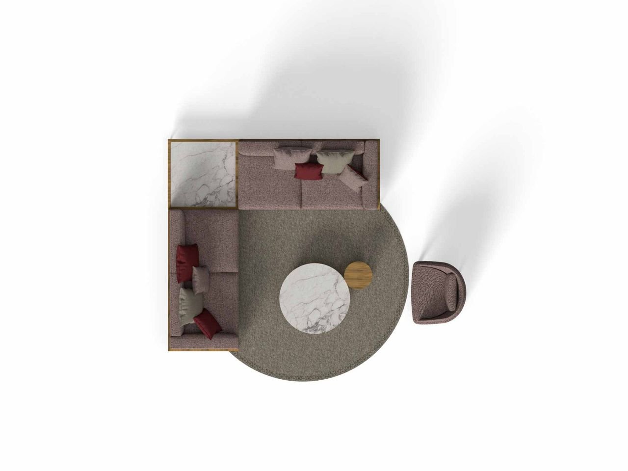Divano Lounge Sinistro CleoSoft/Wood - v18