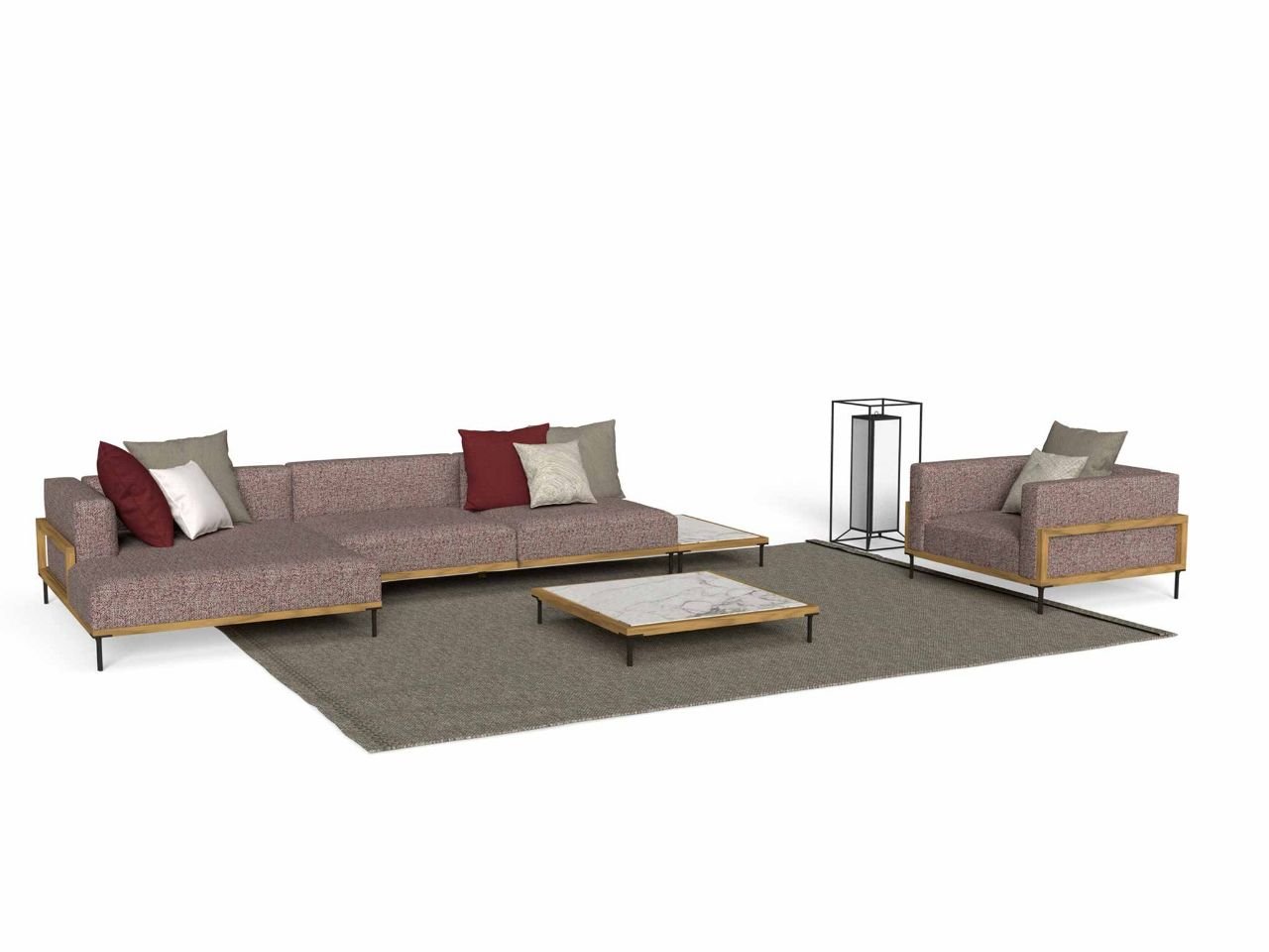 Divano Lounge XL Sinistro CleoSoft/Wood - v23