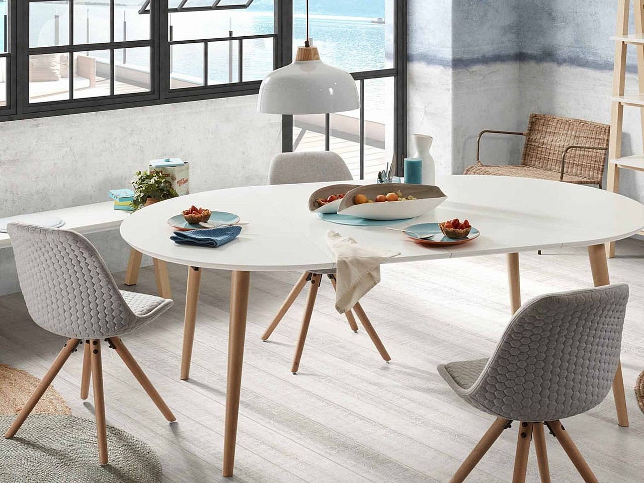 TAVOLO DA PRANZO ALLUNGABILE RETTANGOLARE ROVERE ARTE POVERA CLASSICO  TORNITO (715-716-717) - Marca Design Shop