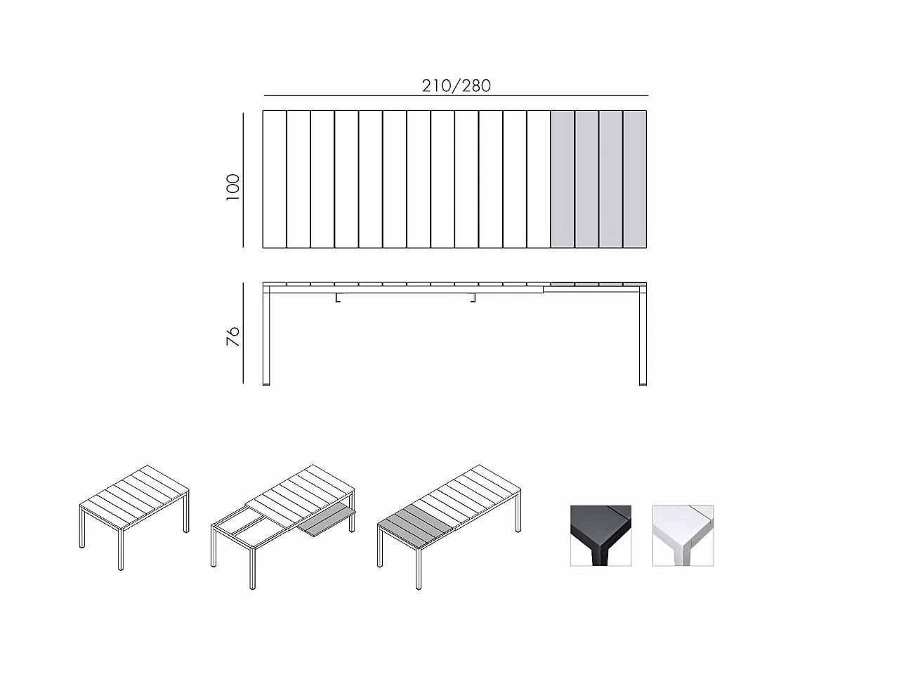 Set tavolo Rio 210/280 con 8 sedie Doga Armchair - 1