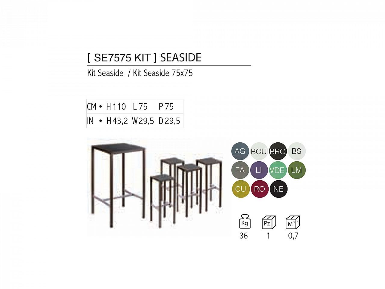 Kit Seaside 1 Tavolo con 4 Sgabelli - 1