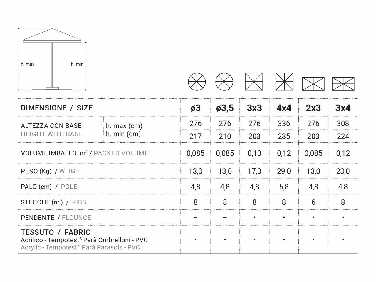 Ombrellone Dolomiti legno naturale 3x4 - 1