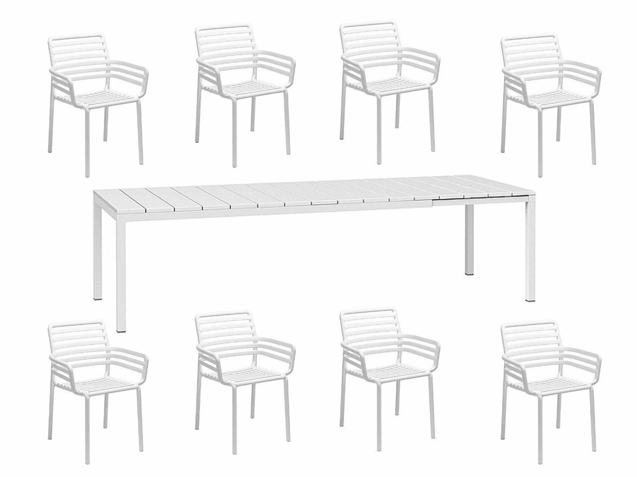 Set tavolo Rio Alu 210/280 con 8 sedie Doga Armchair -15