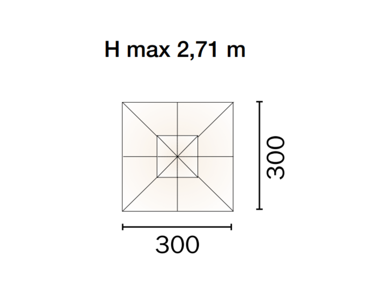 Ombrellone Quadrato 3x3 in legno Serie Standard - 1