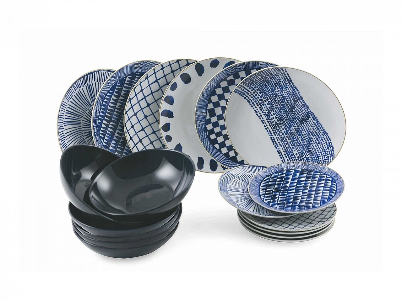 Servizio tavola Masai Blue 18 pezzi in gres porcellanato - v5