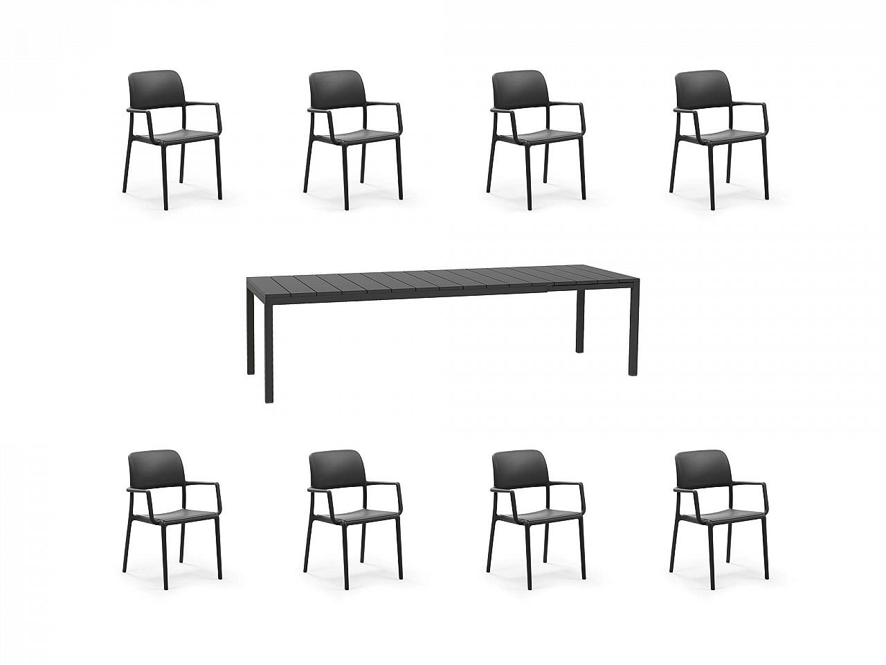Set tavolo Rio 210/280 con 8 sedie Riva -4