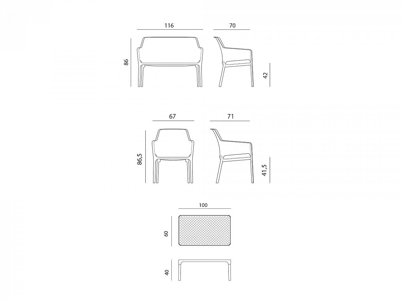 Set salotto da giardino Net Relax Bench - 1