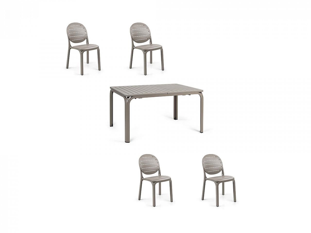 Set tavolo Alloro 140/210 con 4 sedie Erica - v8