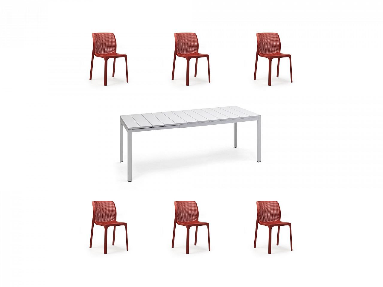 Set tavolo Rio 140/210 con 6 sedie Bit - v7