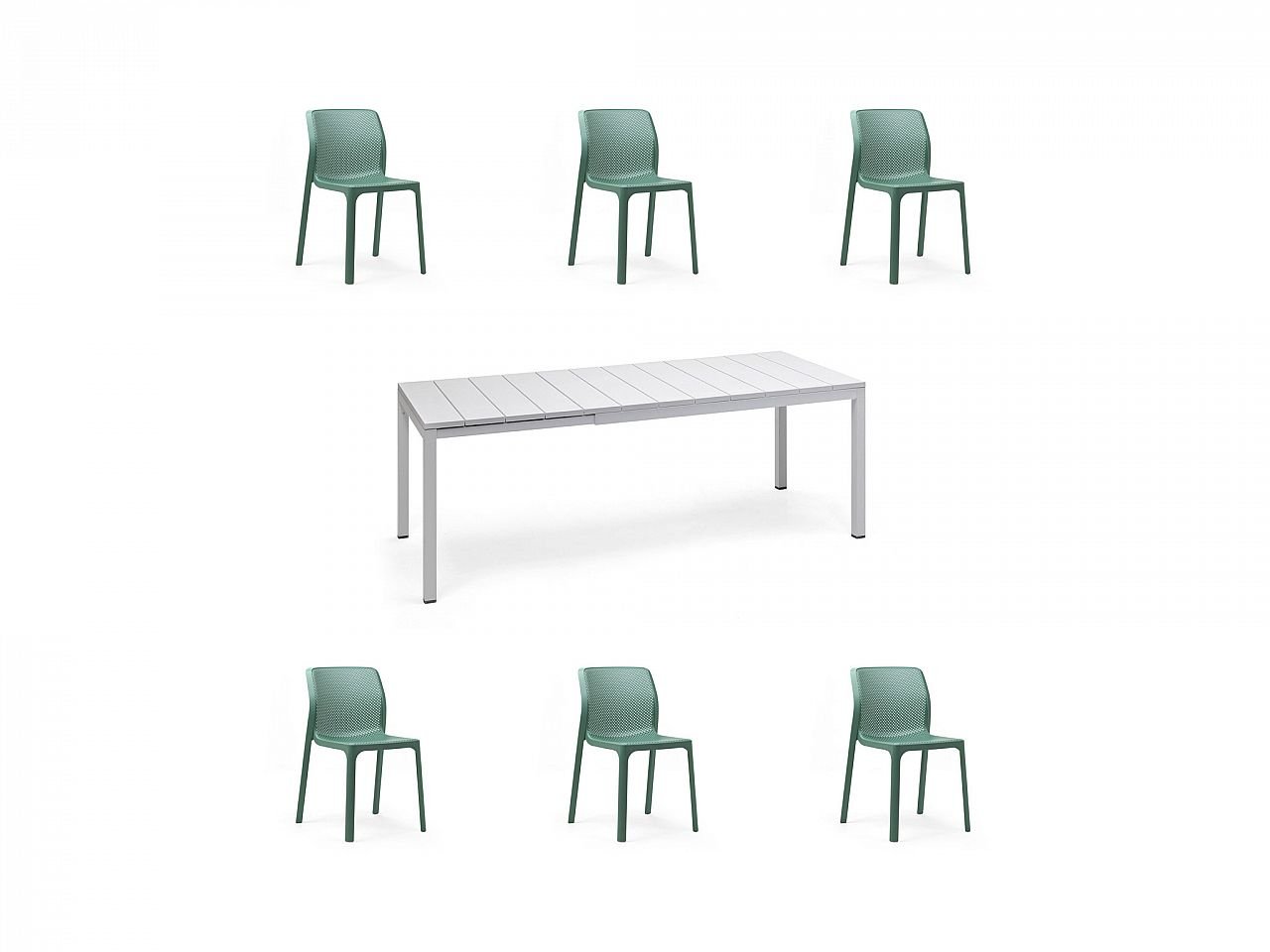 Set tavolo Rio 140/210 con 6 sedie Bit - v8