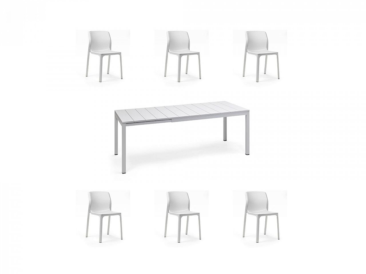 Set tavolo Rio 140/210 con 6 sedie Bit - v13