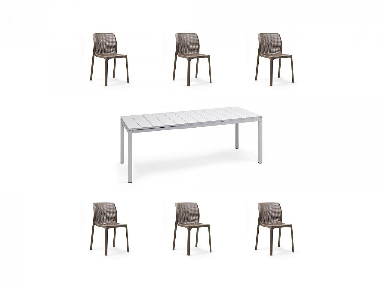Set tavolo Rio 140/210 con 6 sedie Bit - v6