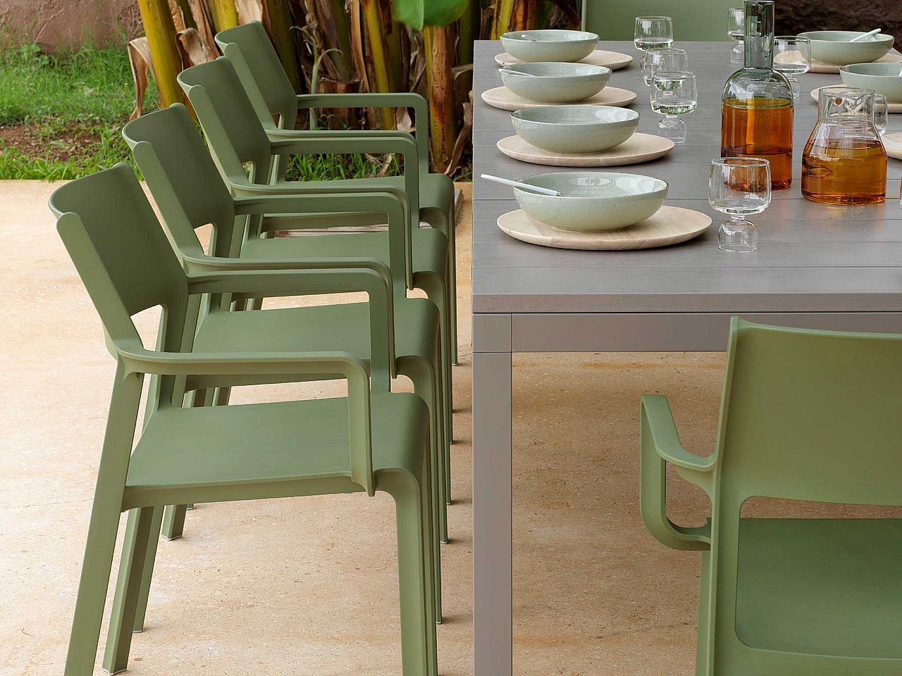 Set tavolo Rio 140/210 Alluminio con 6 sedie Trill Bistrot - v3