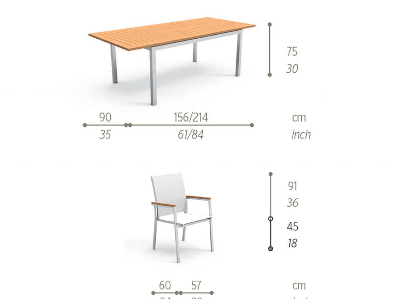 Set Tavolo Timber 156/214 con 6 Poltrone - 1