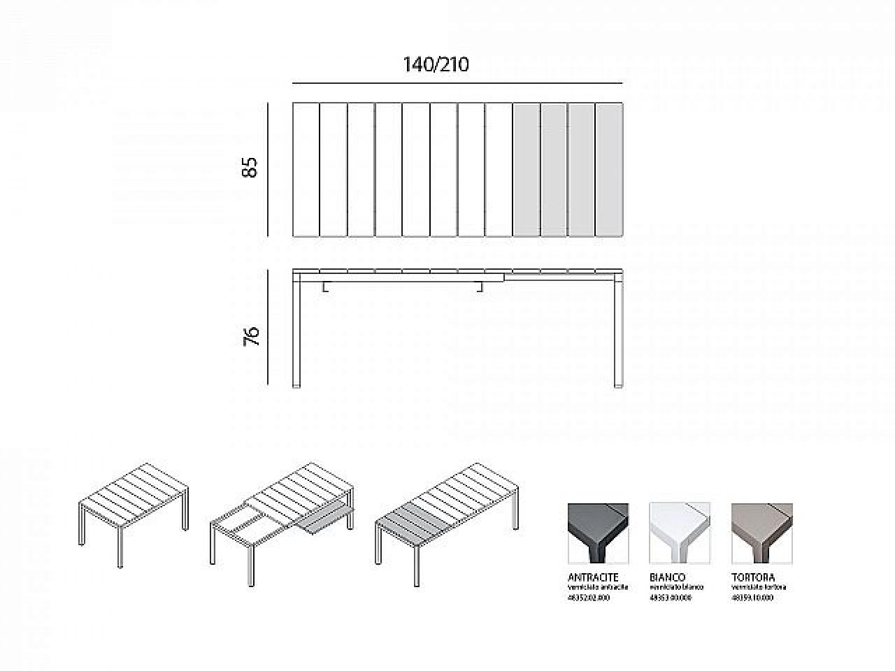 Set tavolo Rio 140/210 con 6 sedie Bit Arcobaleno - 1
