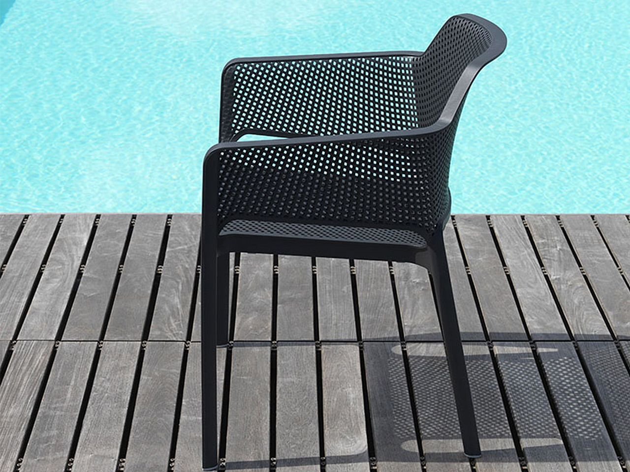 Set tavolo Rio 210/280 con 8 sedie Net Relax cuscini Shell -1