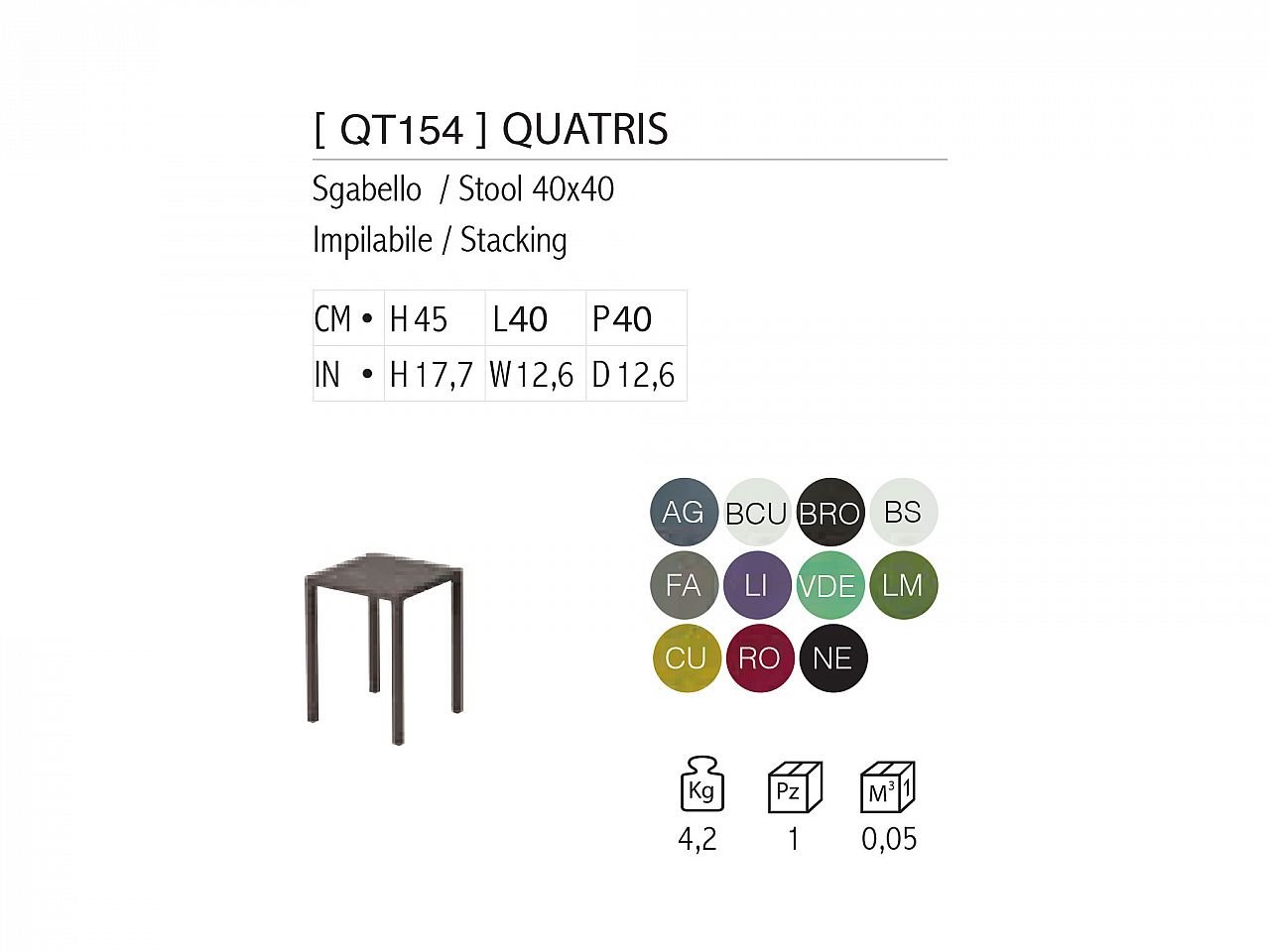 Sgabello Quatris 40 - 1