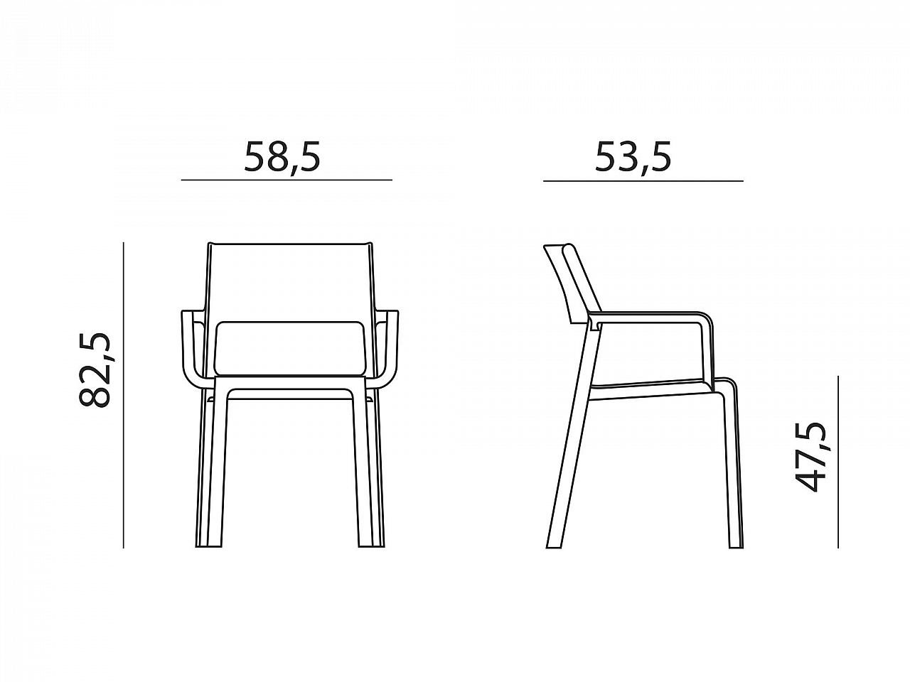 Set tavolo Rio 140/210 con 6 sedie Trill con braccioli -2