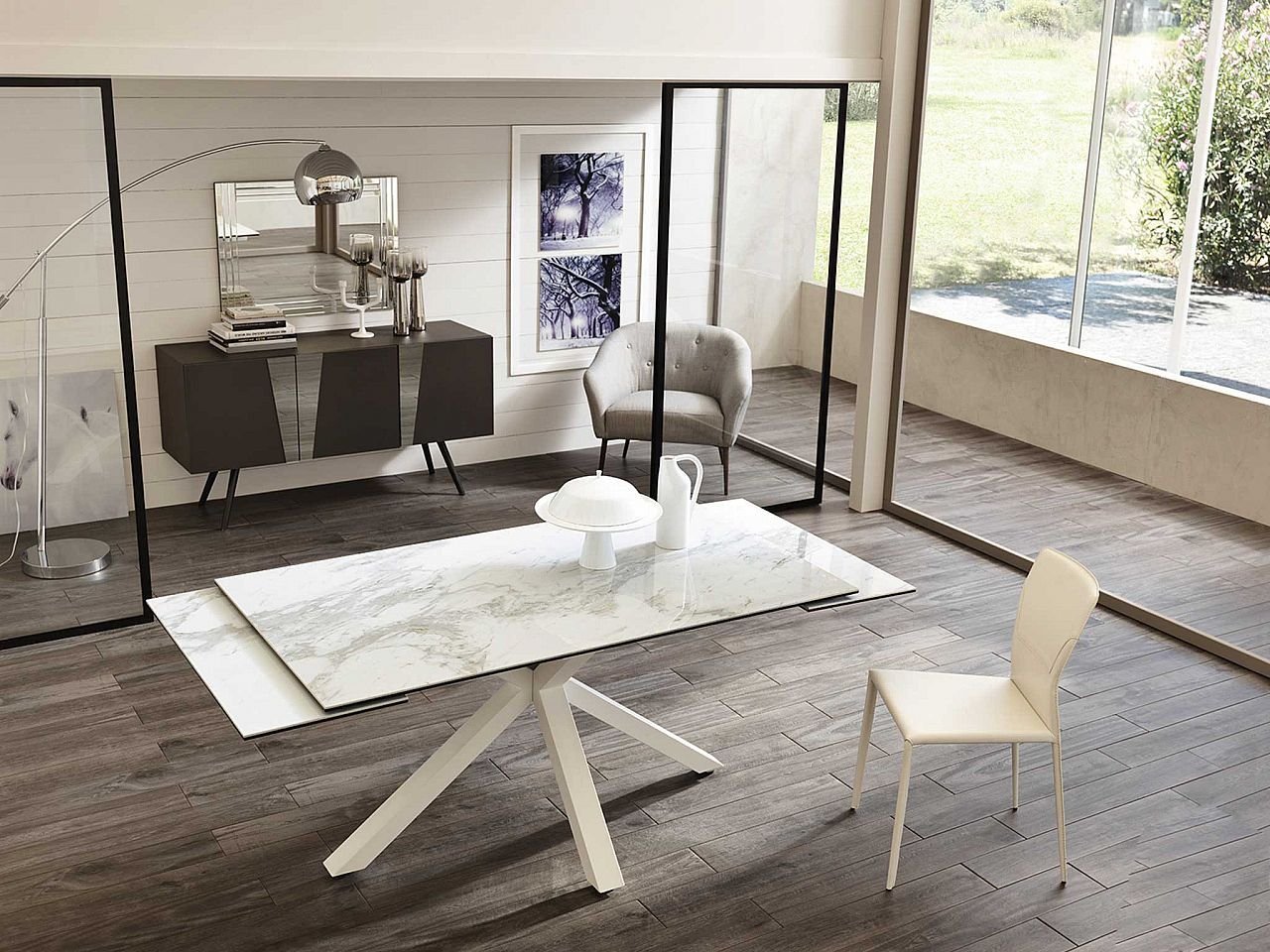 Tavolo allungabile Ceramica 1 160/240 marmo -1