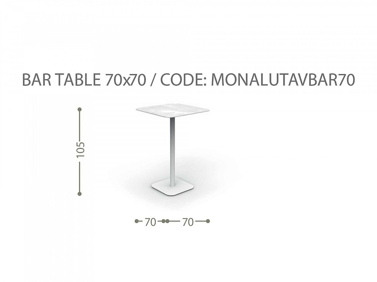 Tavolo da bar Moon/Alu 70x70 - 1